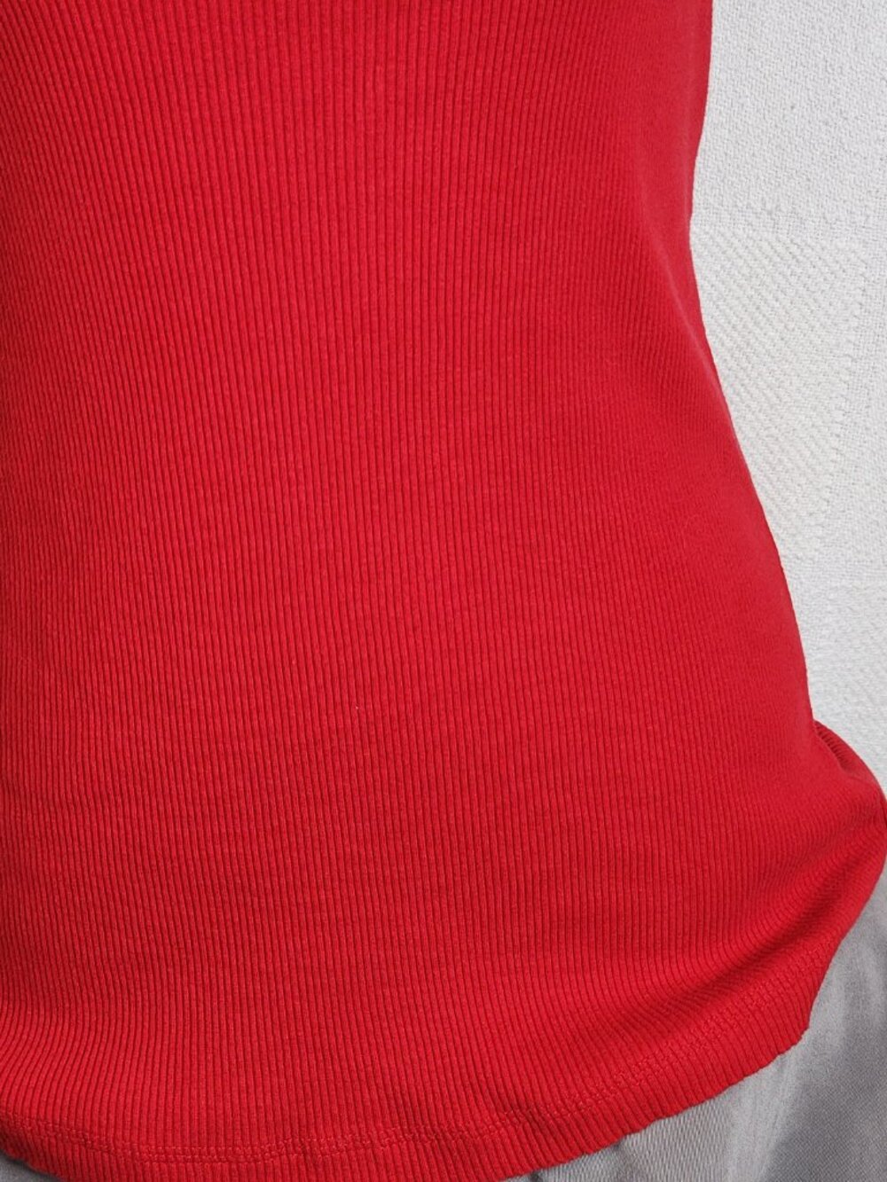 Chico's Red Ribbed Cotton Span Lace Neckline Straps Tank Top Chico Sz 3 US XL 16 - Picture 12 of 16